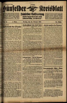 Erste Ausgabe vom Freitag, den 24. Februar 1939.