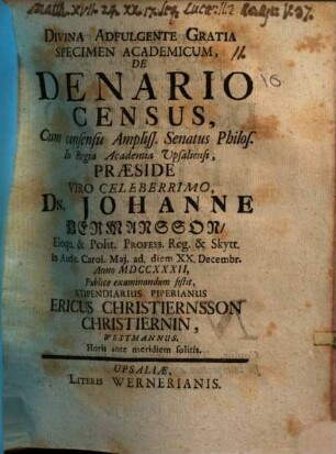 Specimen acad. de denario census