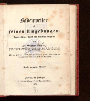 Badenweiler mit seinen Umgebungen : topographisch, historisch und medicinisch dargestellt