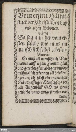 Vom ersten Häuptstuck der Christlichen buß und zehn Gebotten