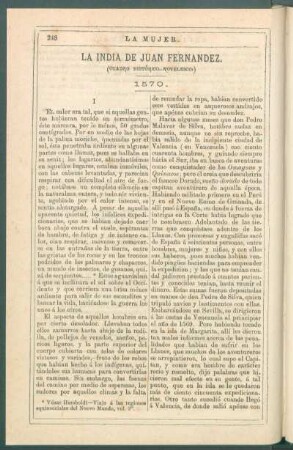 La India de Juan Fernández. : (Cuadro histórico-novelesco) - 1570.