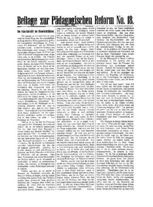 Die Fakultativität der Unterrichtsfächer : Beilage zur Pädagogischen Reform No. 18