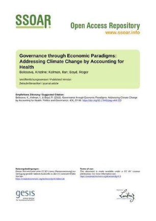 Governance through Economic Paradigms: Addressing Climate Change by Accounting for Health
