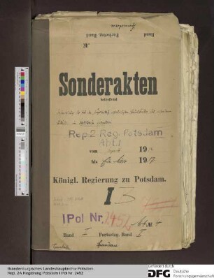 Überweisung der für den Kriegsbedarf erforderlichen Grundstücke und vorhandenen Gebäude im Stadtkreise Spandau