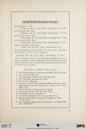 Mittwoch, vormittags 9 1/2 Uhr (Nr. 1-160)