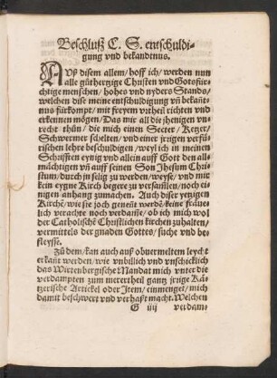 Beschluß C. S. entschuldigung und bekandtnus.