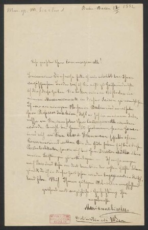 Brief an Unbekannt : 22.01.1882