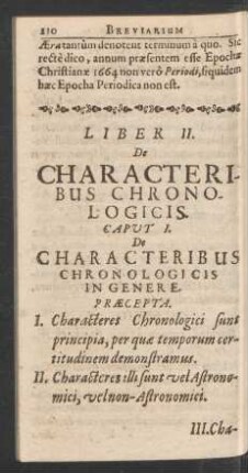 Liber II. De Characteribus Chronologicis.