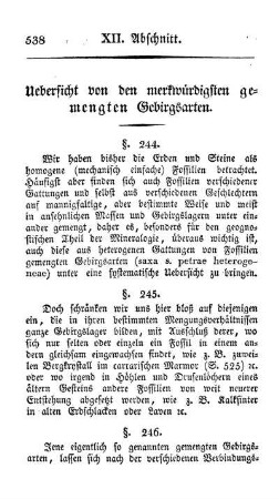 Uebersicht von den merkwürdigsten gemengten Gebirgsarten