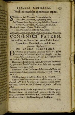 Consensus Patrum, secundum ordinem Locorum Fidei hujus Synopseos Theologicæ, qua flores quosdam digestus.