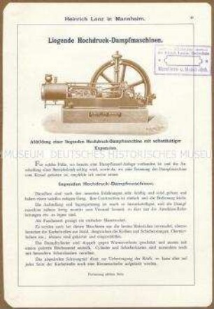 Liegende Hochdruck-Dampfmaschine