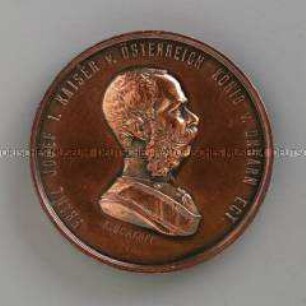 Österreich-Ungarn, Medaille in geprägter Messingdose zur Weltausstellung in Wien