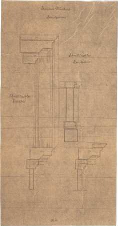 ohne Verfasserangabe; Würzburg (Bayern); Residenz, Bauaufnahme - Hauptgesims u. Giebelfeld (Schnitte)