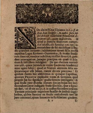 Dissertatio Juridica, Qvam Serenissimo Principe Ac Domino, Dn. Friderico Augusto, Principe Regio Et Elector. Sax. Hærede ... Rectore Magnificentissimo, De Juribus Foeminarum Præcipuis In Feudis