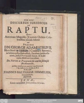 Discursus Iuridicus De Raptu