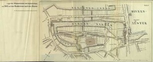 Karte V: Lage der Wasserkünste und Alstermühlen um 1842 mit den Straßenlinien nach dem Brande