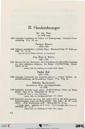 III. Handzeichnungen (Nr. 1035-1137)