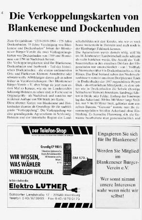 Die Verkoppelungskarten von Blankenese und Dockenhuden