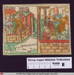Ahab und der König von Israel mit den Propheten (1. Könige. 22).