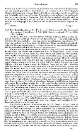 371-372, Josef Donat. Die Freiheit der Wissenschaft. Ein Gang durch das moderne Geistesleben. 1912