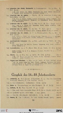 Graphik des 16.-18. Jahrhunderts (Nr. 851-901)