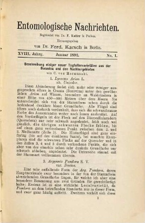 Entomologische Nachrichten. 18. 1892