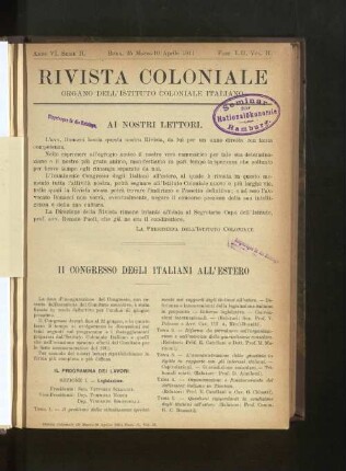 Rivista Coloniale. Fasc. I.-II. Vol. II.