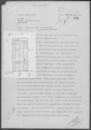 Althengstett: kurzer Visitationsbericht mit Pfarrbericht 1961