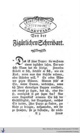 Von der figürlichen Schreibart.