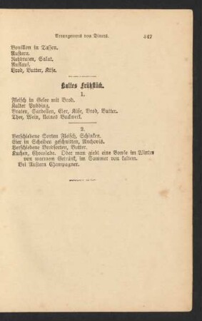 Kaltes Frühstück.