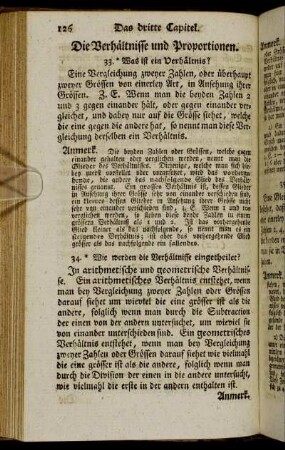 Die Verhältnisse und Proportionen.