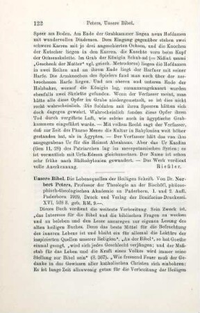 122-123 [Rezension] Peters, Norbert, Unsere Bibel
