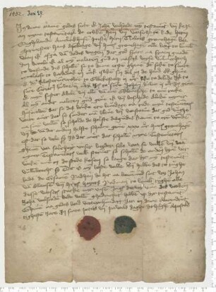 Testament des Johan Welsrode, besiegelt durch die Ratsmannen Johan van Ollensen und Hinrik Hoyers