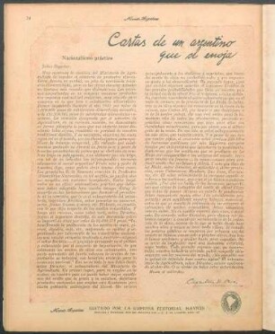 Cartas de un argentino que se enoja : Nacionalismo práctico