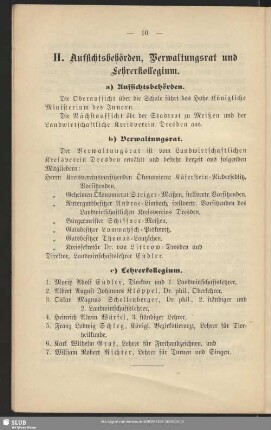 II. Aufsichtsbehörden, Verwaltungsrat und Lehrerkollegium