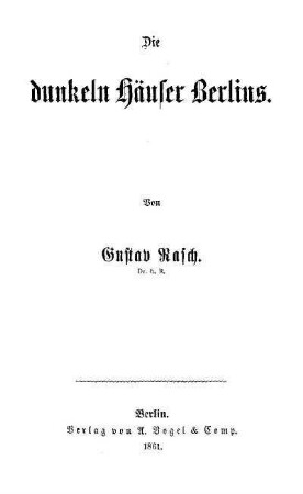Die dunkeln Häuser Berlins