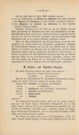 II. Kohlen- und Eisenstein-Bergbau.