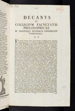 Decanus et Collegium Facultatis Philosophicae ...