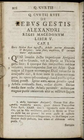 Q. Curtii Rufi De Rebus Gestis Alexandri Regis Macedonum Liber V.