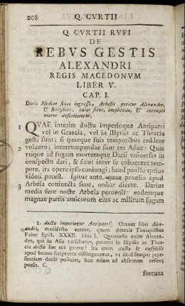Q. Curtii Rufi De Rebus Gestis Alexandri Regis Macedonum Liber V.