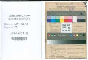 Entnazifizierung Fritz Roevenich , geb. 24.08.1901 (Angestellter)