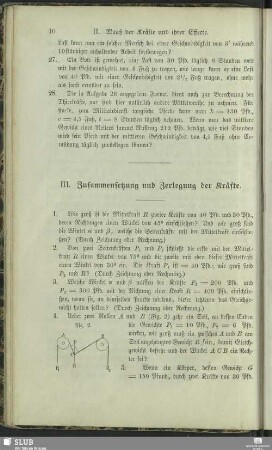 III. Zusammensetzung und Zerlegung der Kräfte