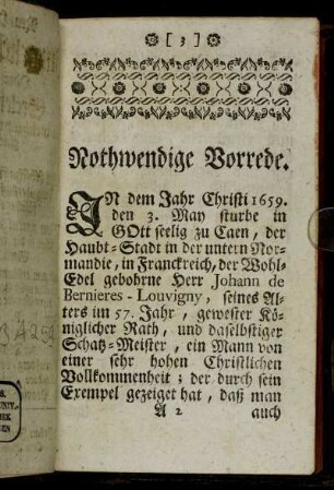 Nothwendige Vorrede.