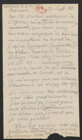 Brief an Unbekannt : 12.09.1880