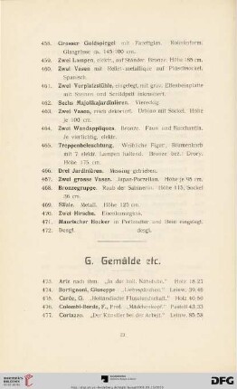 G. Gemälde etc. (Nr. 473-498)