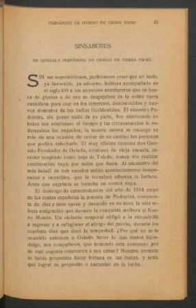 Sinsabores de Gonzalo Fernández de Oviedo en Tierra Firme.