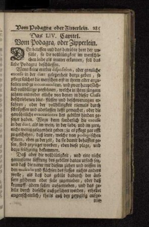 Das LIV. Capitel. Vom Podagra, oder Zipperlein.