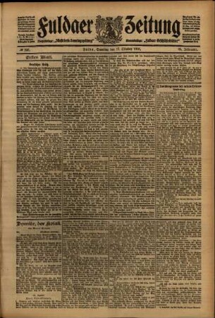 Erste Ausgabe vom Samstag, den 17. Oktober 1908.