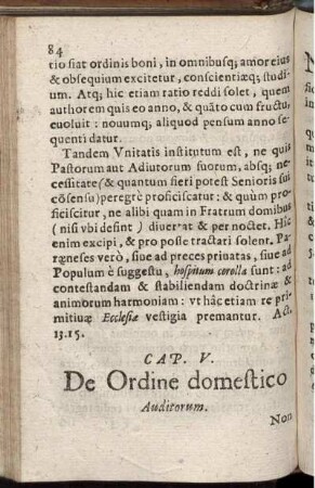 Cap. V. De Ordine domestico Auditorum
