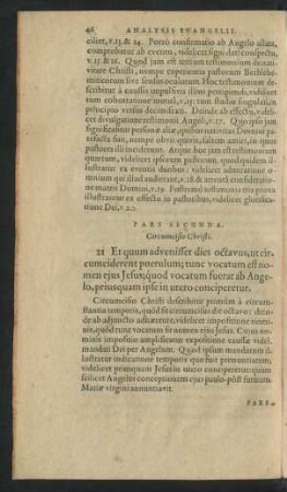 Pars Secunda. Circumcisio Christi.